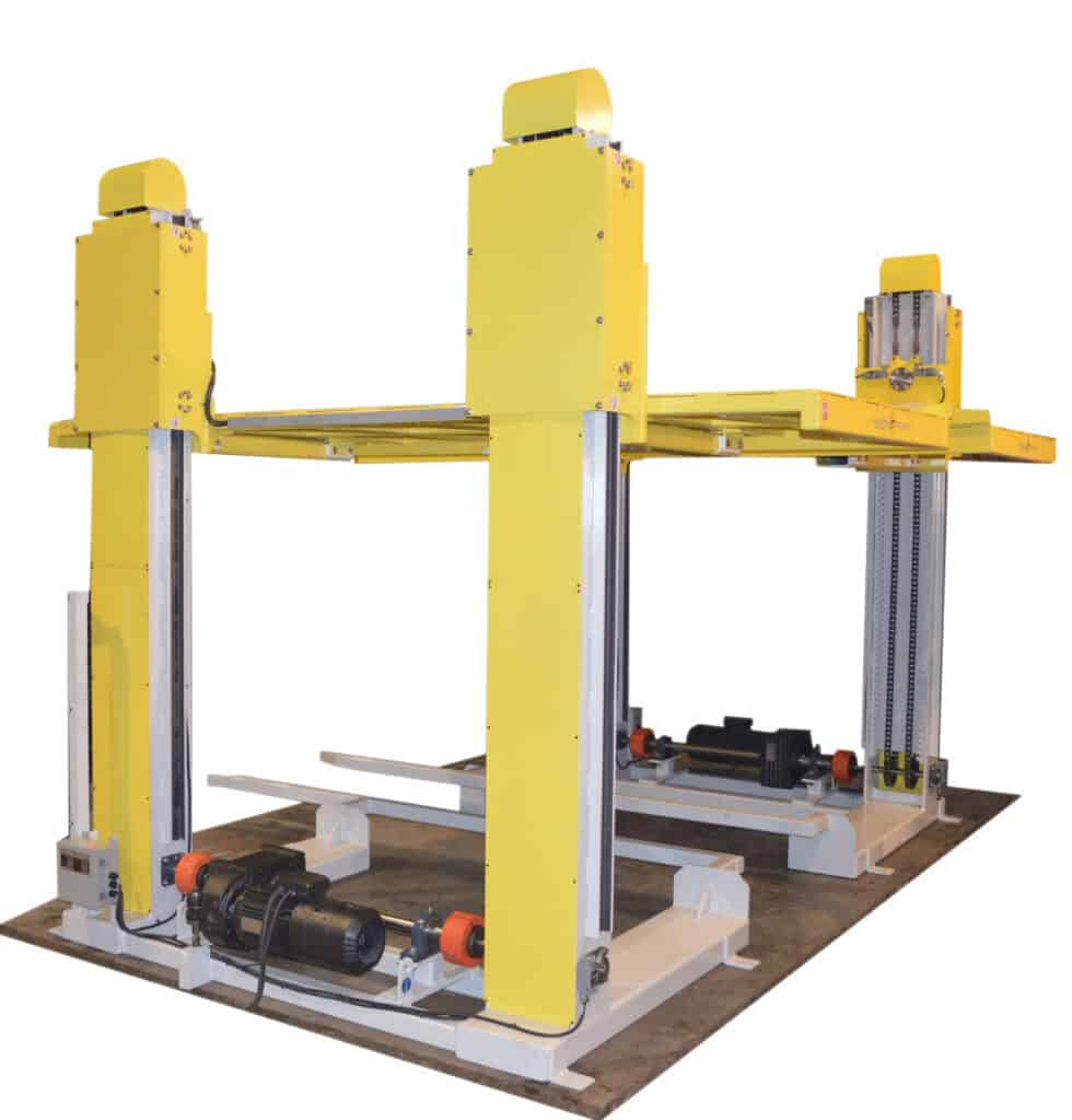 Standalone 4-Post Electromechanical Lifting Systems on white background.