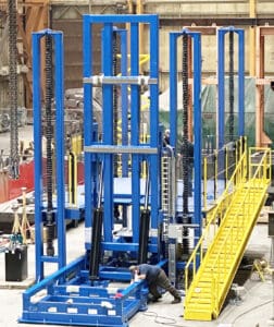 Personnel lift vertical assembly station