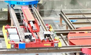 Rail guided vehicles with turntable system in application