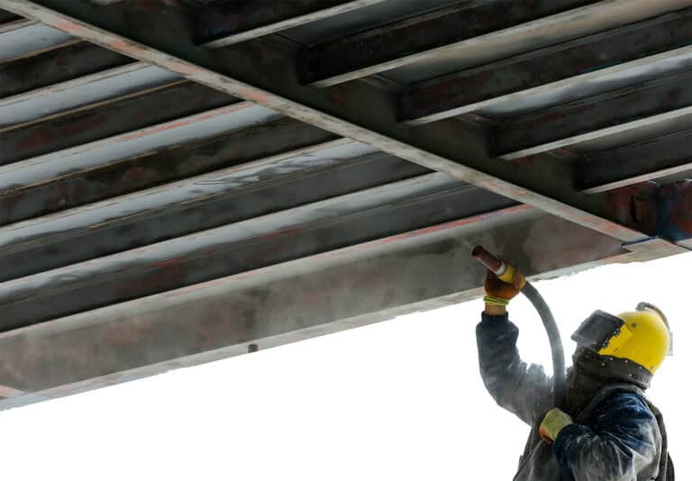 Sand blasting process  Industial worker using sand blasting proc