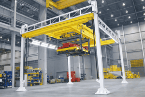 Industrial-gantry-crane-in-clean-workspace