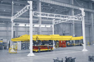 Modern-industrial-workspace-with-gantry-crane