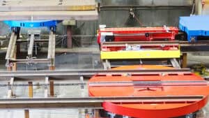 Rail guided vehicles with turntable system