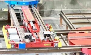 Rail guided vehicles with turntable system in application