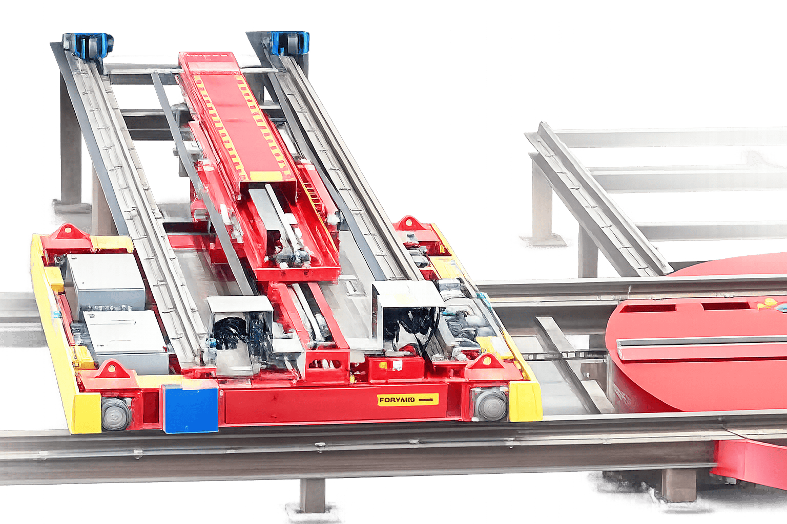 Rail guided vehicles with turntable system in application