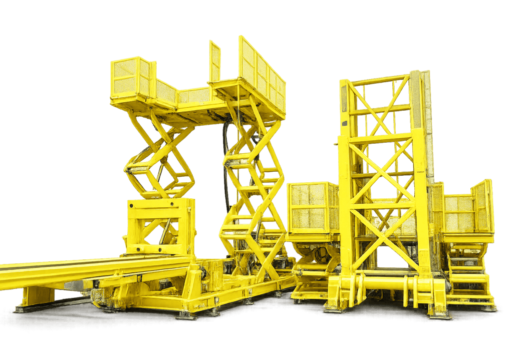 Up-ender with scissor lift