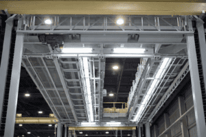 Industrial crane system in close-up